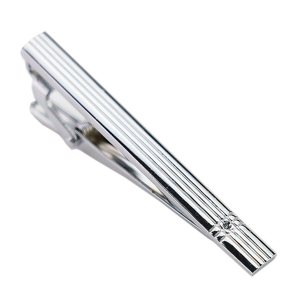 Crystal on Bars Tie Clip