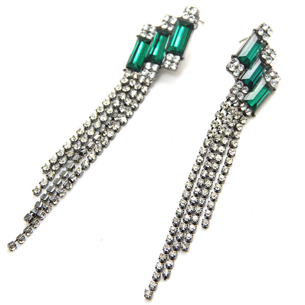 Touching Rectangles Tassel Earrings