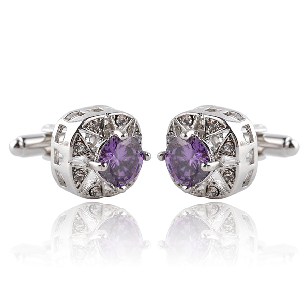 Crystal Embellished Circular Cufflinks