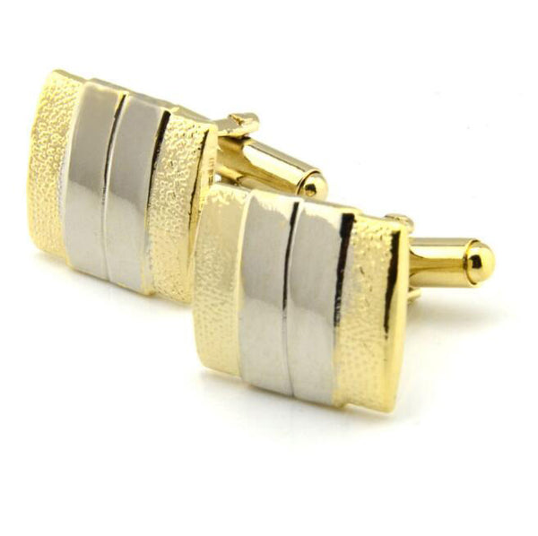 Golden Bars Rectangle Cufflinks