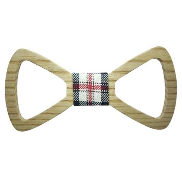 Red/Black/White Checks Wooden Bowtie