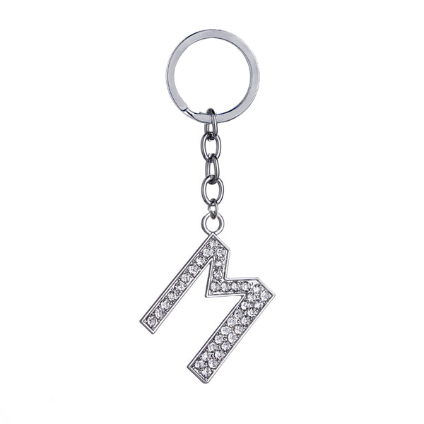 Letter M Crystal Charm Keychain