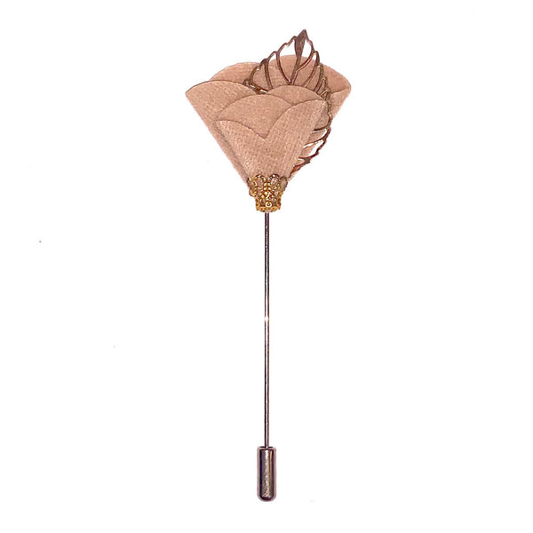 Beige Metal Leaf Vintage Lapel Pin