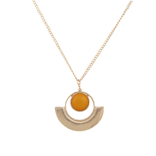 Stone in Circle Drop Necklace