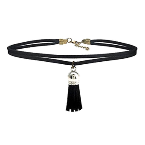 Black Tassel Pendant Choker Necklace