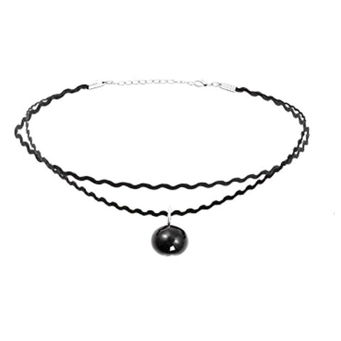 Black Pearl Pendant Zigzag Choker Necklace
