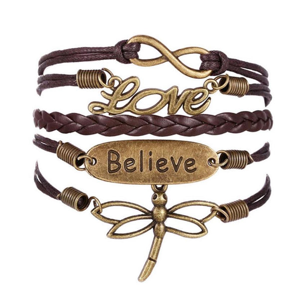 Love Believe Dragonfly Multilayer Wristband