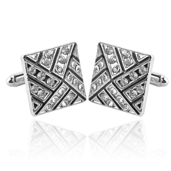Geometric Pattern Crystal Embellished Cufflinks