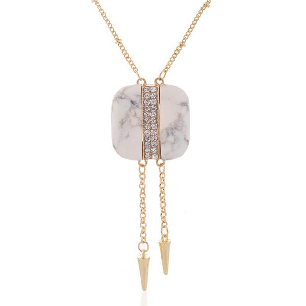 Rivet Charm with Marble Pendant Necklace