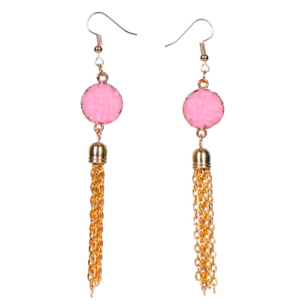 Druzy Tassel Drop Earrings