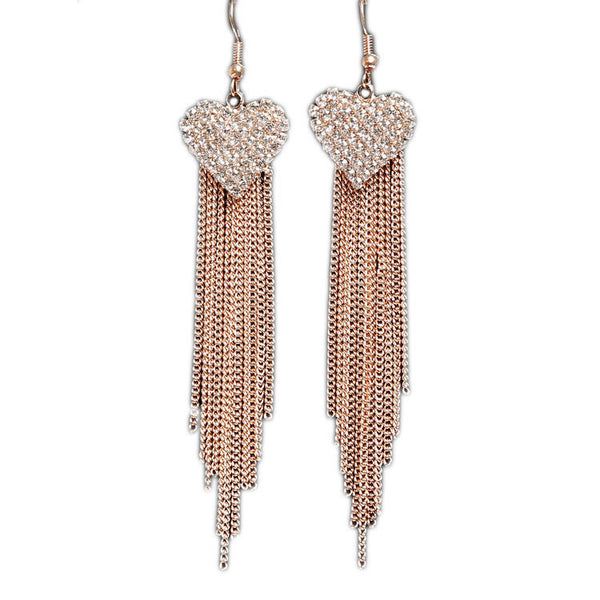 Heart Tassel Dangle Earrings