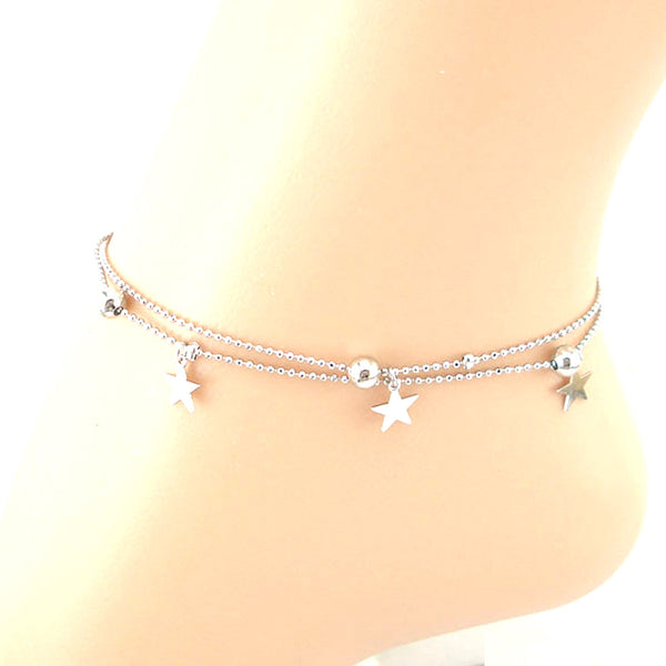 Sparkling Stars & Beads Layered Anklet