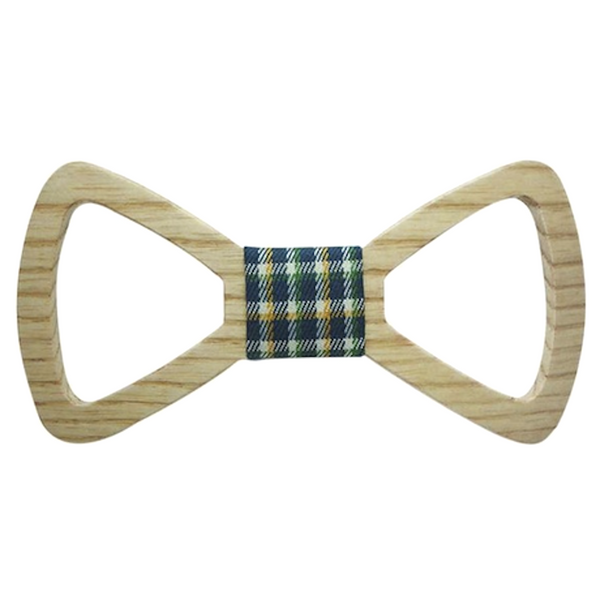 Multicolour Checks Centered Wooden Bowtie