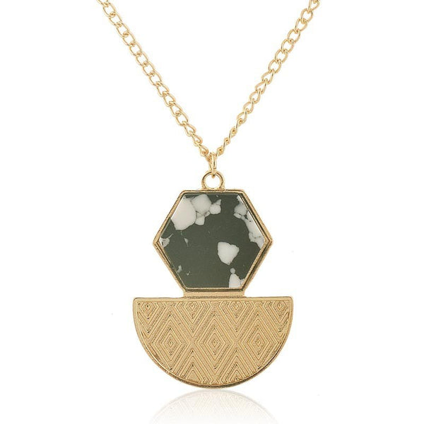 Hexagon Sparkle Pendant Necklace