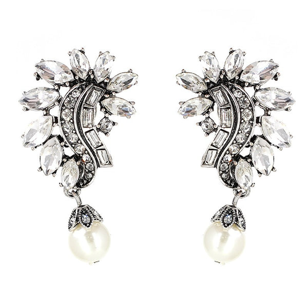 Snake Curve Crystal Earrings