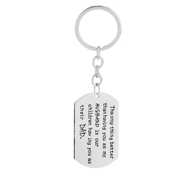 FATHER/HUSBAND Quote Engraved Keychain