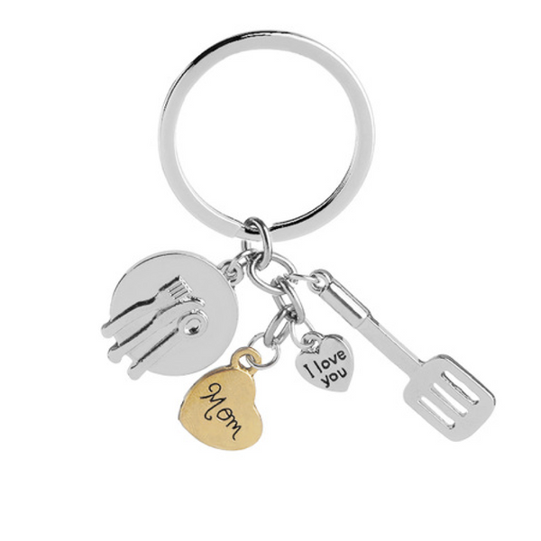 I LOVE YOU MOM Dinnerware Charms Keychain