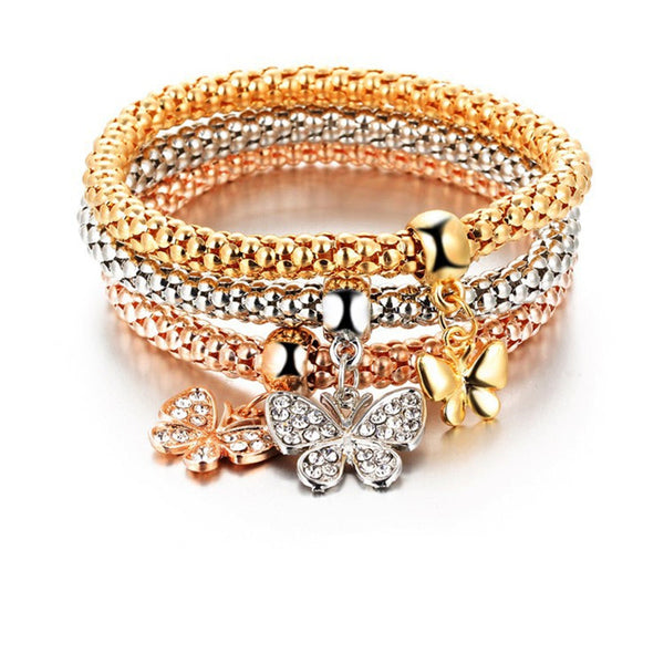 Butterfly Charms 3Pc Bracelet