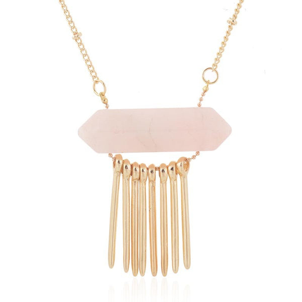 Tassel Drop Stone Pendant Necklace