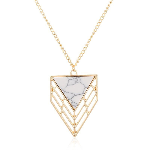 Drop Triangle Grid Pendant Necklace