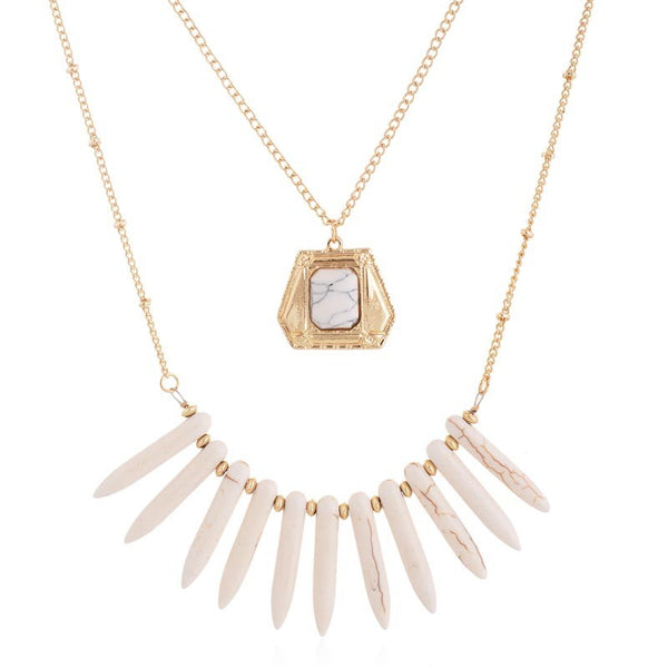 Marble Rivets Layered Necklace