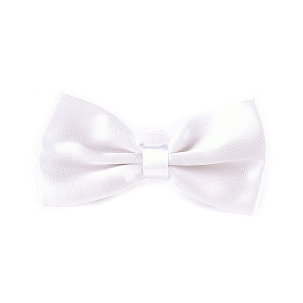 Shiny White Satin Bowtie
