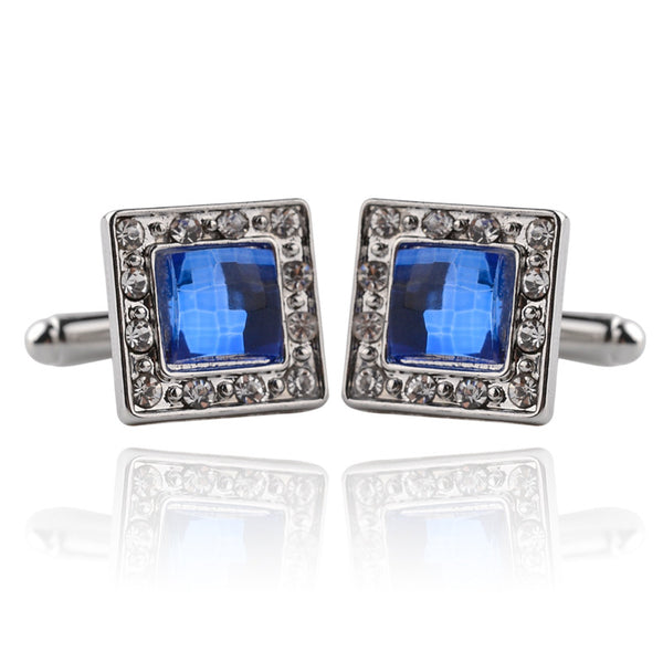 Crystal Embellished Square Cufflinks
