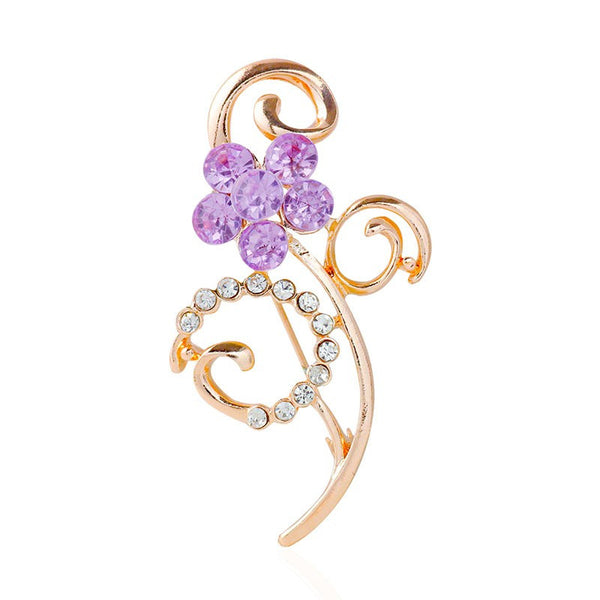 Crystal Flowers Brooch