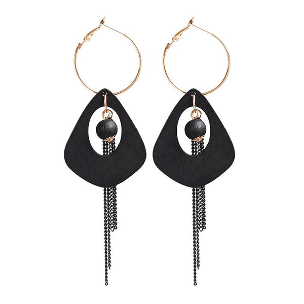Tassel Wood Dangle Earrings