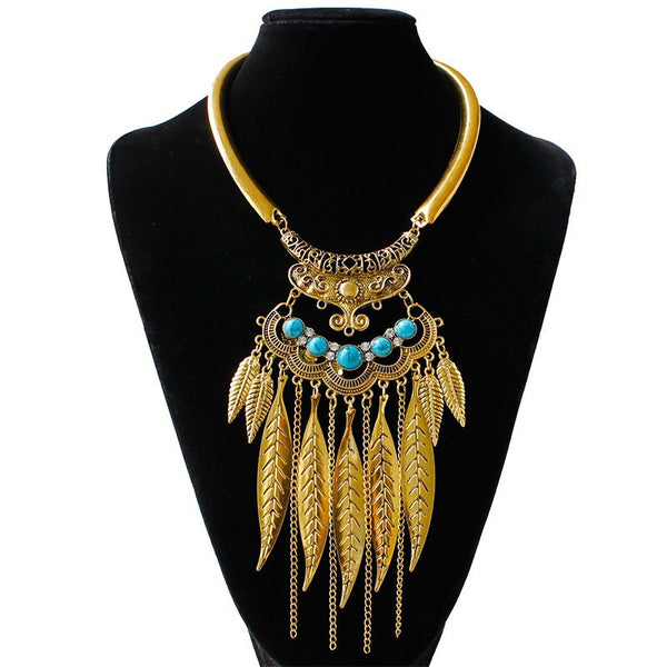 Bohemian Feather & Tassel Torque