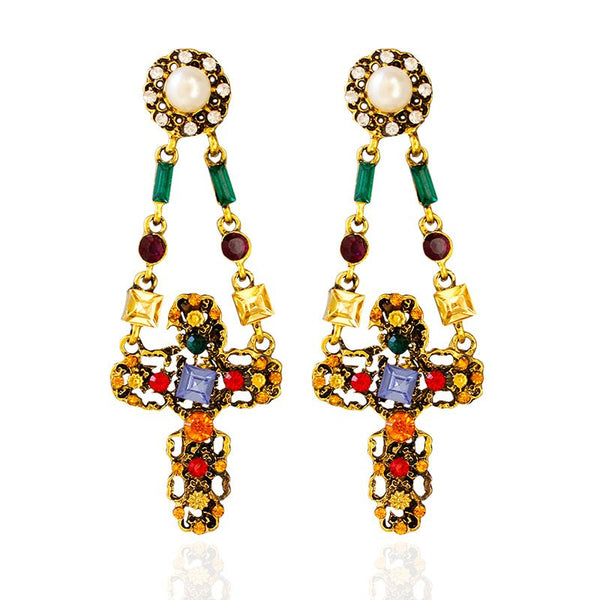 Hanging Cross Drop Earrings