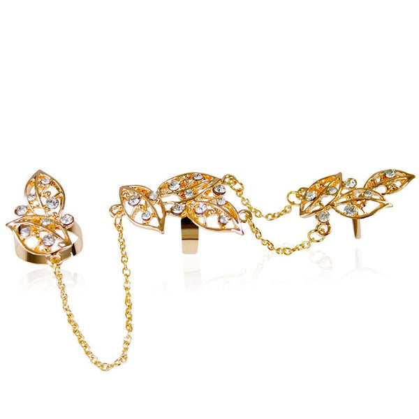 Kissing leaves Chain Link Ring