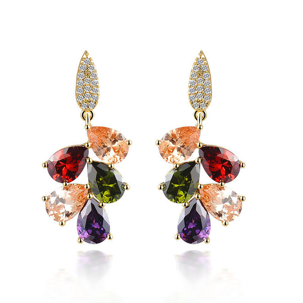 Crystal Petals Rainbow Earrings