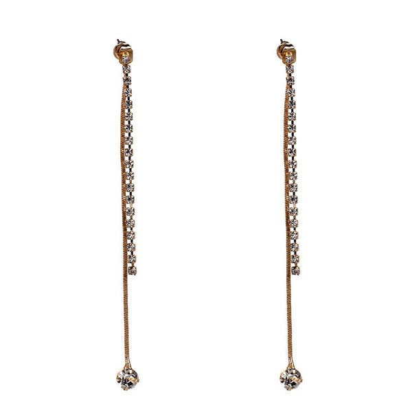 Hanging Crystals Tassel Earrings