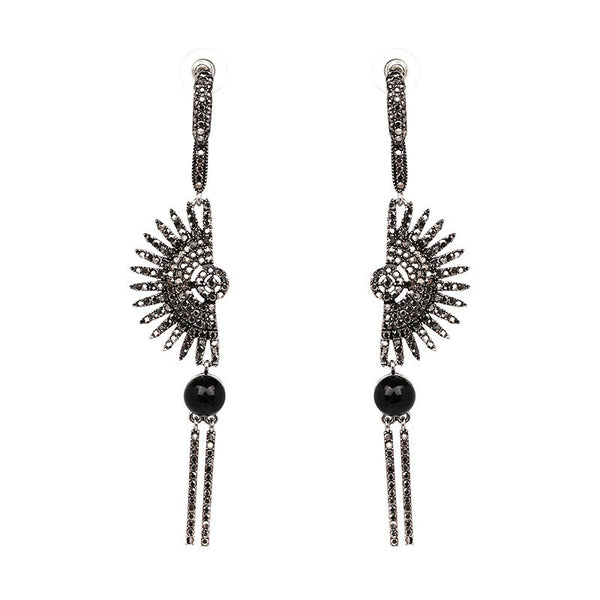 Half Crystal Sun Tassel Earring