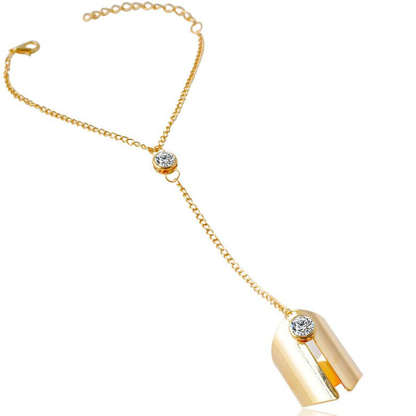 Crystal Cylinder Chain Link Ring