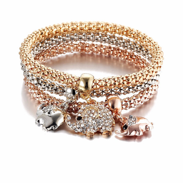 Elephant Charms 3Pc Bracelet