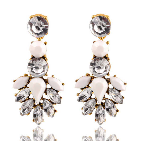 Crystal Leaves Drop Earrings