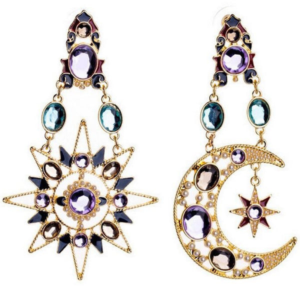 Sun Moon Drop Earrings