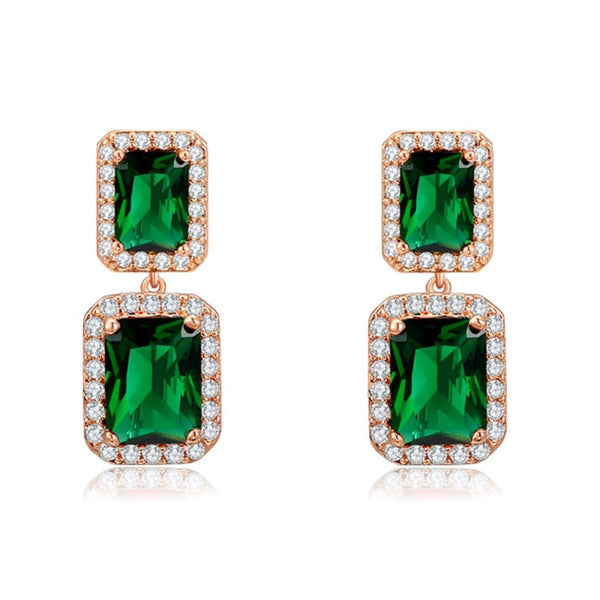Square Emerald Princess Earrings