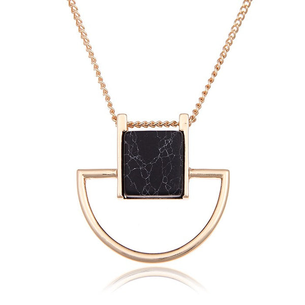 Square Marbled Pendant Necklace