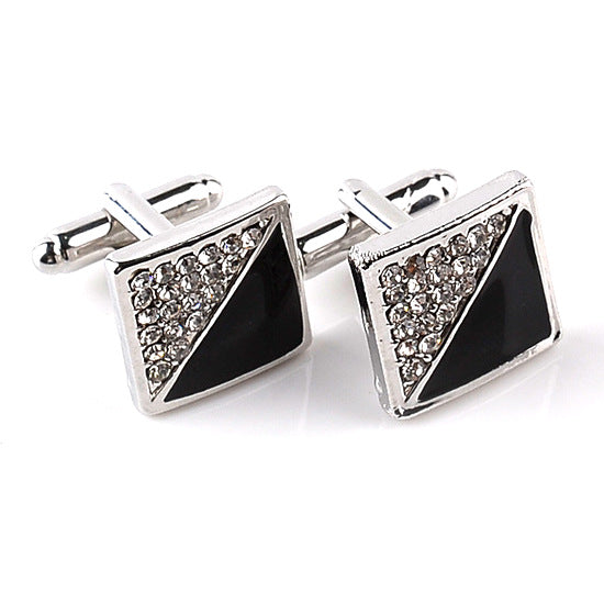 Crystal Diagonal Triangles Cufflinks