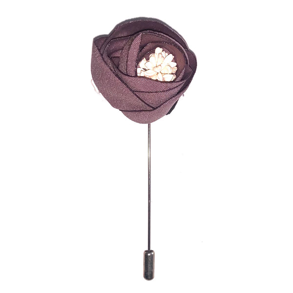 Flower Lapel Pin - Brown & Grey