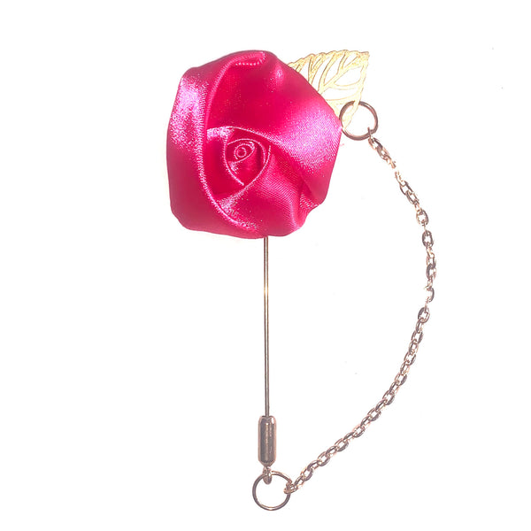 Rose & Leaf Chain Lapel Pin