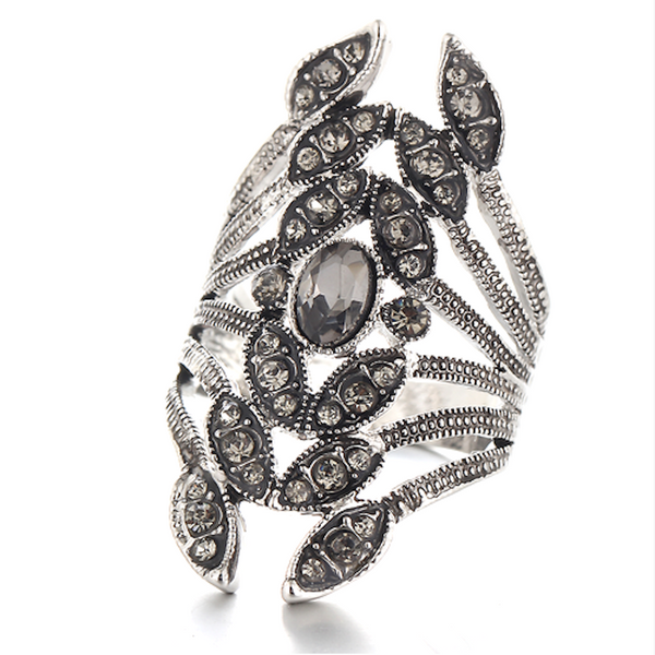 Kissing Leaves Crystal Ring