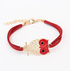 Owl Charm Leather Bracelet