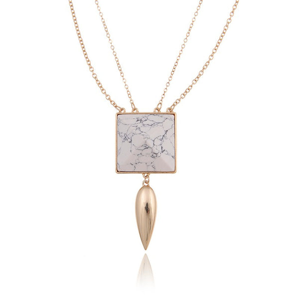 Marble Pyramid Pendant Necklace