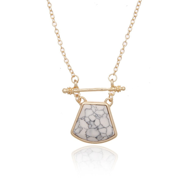 Geometric Marble Bar Link Necklace