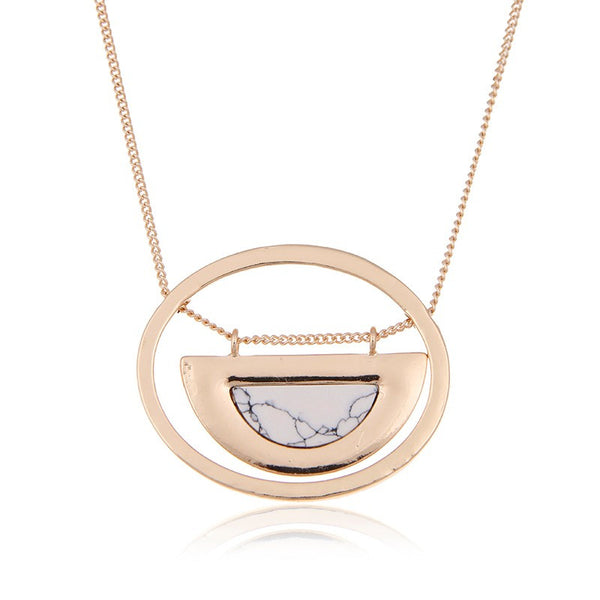 Geometric Semicircle Stone Necklace
