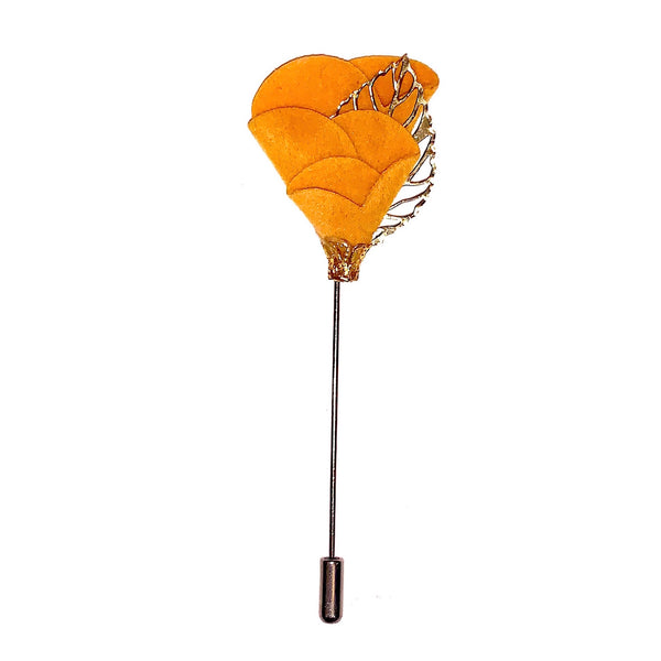 Yellow Metal Leaf Vintage Lapel Pin Yellow